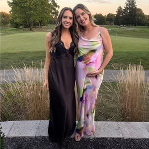 Multicolored Maxi Dress, Bump Friendly Dress, Wedding Guest Dress